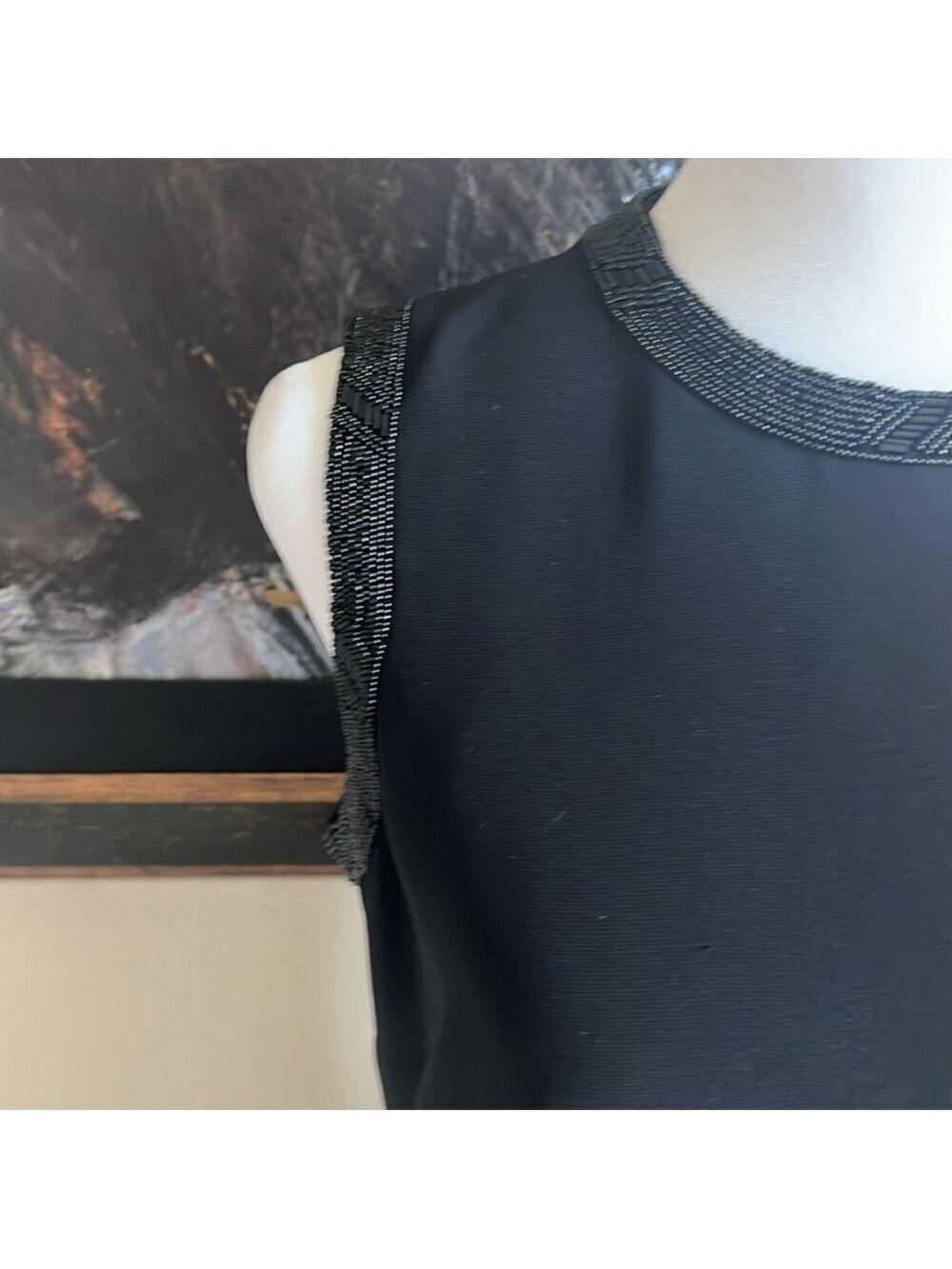 NWOT Ralph Lauren Black Sheath Dress Size 4 Beaded Collar and Sleeves